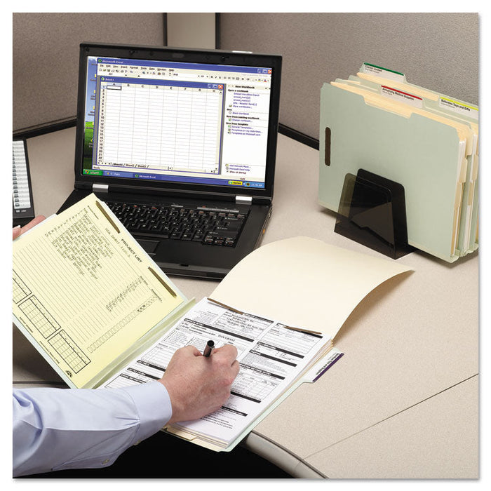 100% Recycled Pressboard Fastener Folders, Letter Size, Gray-Green, 25/Box