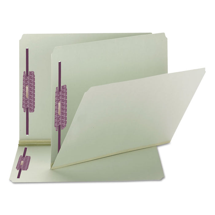 Recycled Pressboard Folders with Two SafeSHIELD Coated Fasteners, Straight Tab, 2" Expansion, Letter Size, Gray-Green, 25/Box