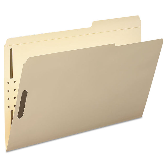 Top Tab Fastener Folders, Guide-Height 2/5-Cut Tabs: Right of Center, 2 Fasteners, Legal Size, 11-pt Manila Exterior, 50/Box