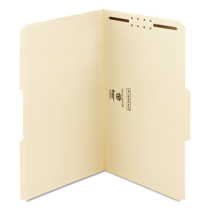 Top Tab 1-Fastener Folders, 1/3-Cut Tabs, Legal Size, 11 pt. Manila, 50/Box