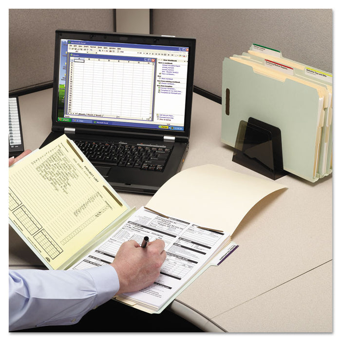 100% Recycled Pressboard Fastener Folders, Legal Size, 1" Expansion, Gray-Green, 25/Box