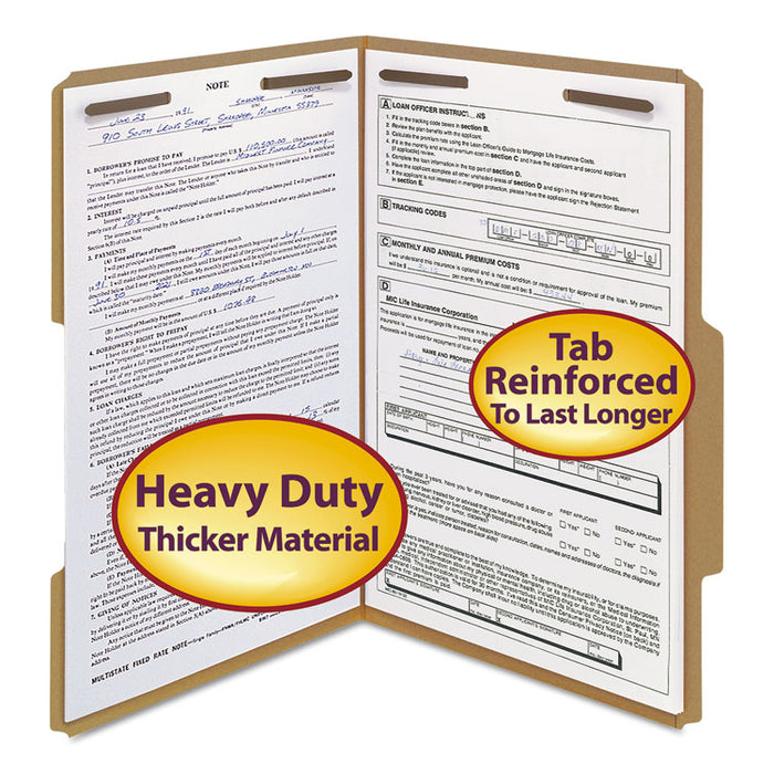 Top Tab Fastener Folders, Guide-Height 2/5-Cut Tabs: Right of Center, 2 Fasteners, Legal Size, 17-pt Kraft Exterior, 50/Box