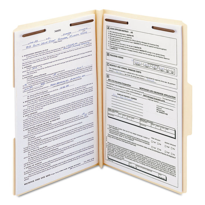 Top Tab Manila Expansion Fastener Folders, 1.5" Expansion, 2 Fasteners, Legal Size, Manila Exterior, 50/Box