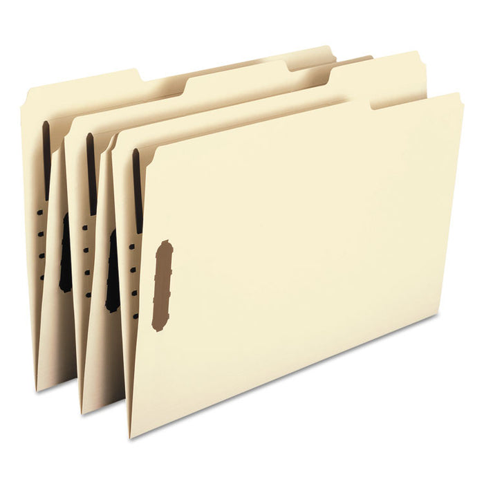 Top Tab Fastener Folders, 1/3-Cut Tabs: Assorted, 2 Fasteners, Legal Size, 11-pt Manila Exterior, 50/Box