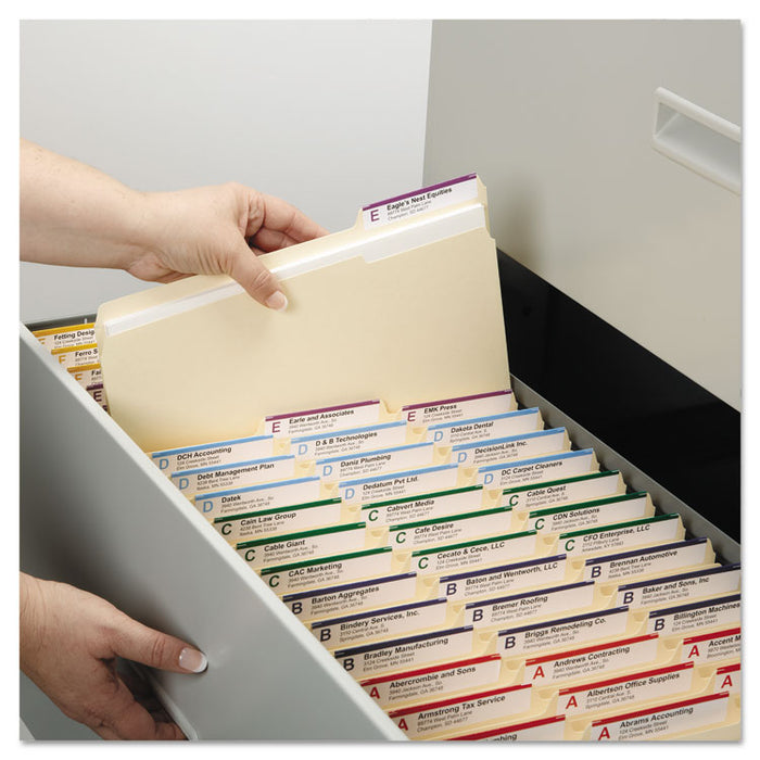 Top Tab Fastener Folders, 1/3-Cut Tabs: Assorted, 1 Fastener, Letter Size, 11-pt Manila Exterior, 50/Box