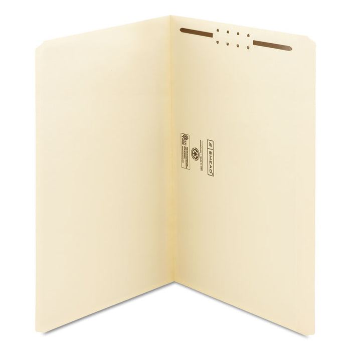 Top Tab Fastener Folders, Straight Tab, 1 Fastener, Legal Size, 11-pt Manila Exterior, 50/Box