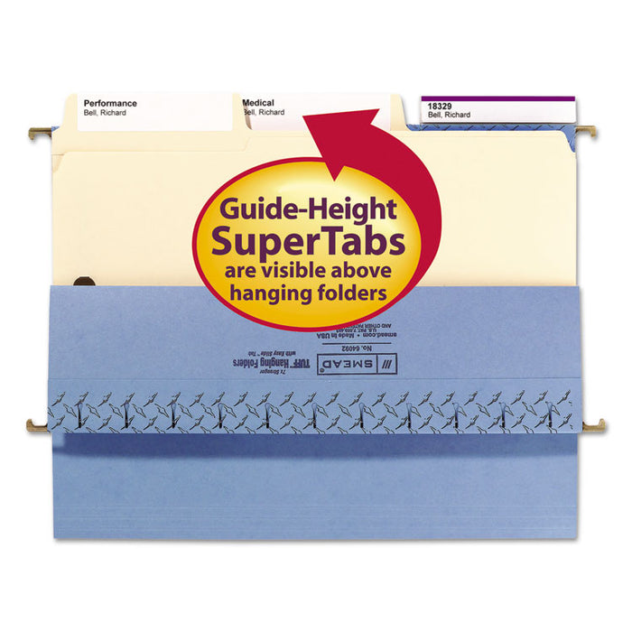 SuperTab Reinforced Guide Height Fastener Folders, 2 Fasteners, Legal Size, 11-pt Manila Exterior, 50/Box