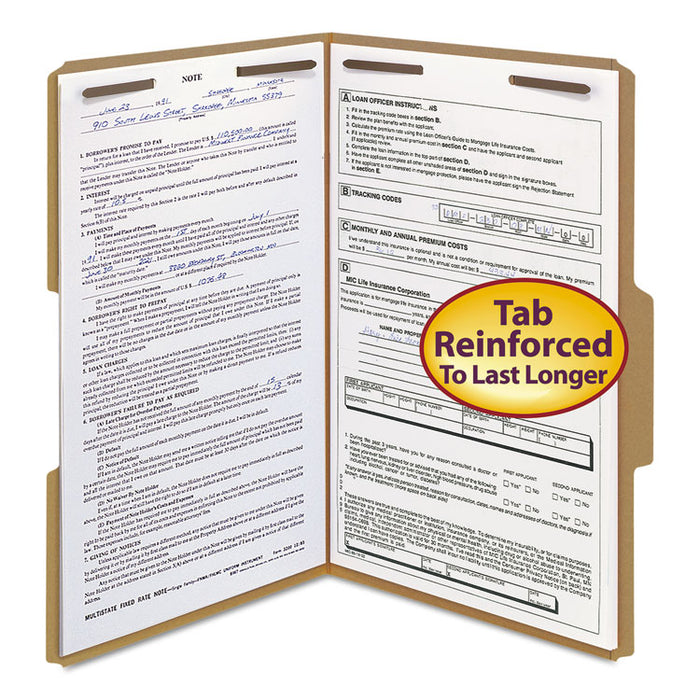 Top Tab Fastener Folders, 1/3-Cut Tabs: Assorted, 2 Fasteners, Legal Size, 11-pt Kraft Exterior, 50/Box