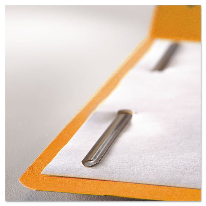 Top Tab Colored Fastener Folders, 2 Fasteners, Letter Size, Orange Exterior, 50/Box