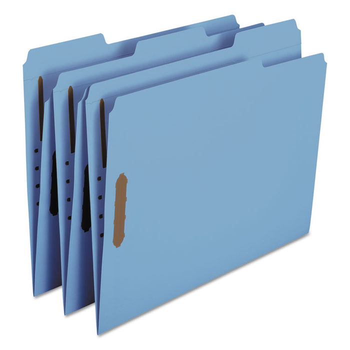 Top Tab Colored 2-Fastener Folders, 1/3-Cut Tabs, Letter Size, Blue, 50/Box