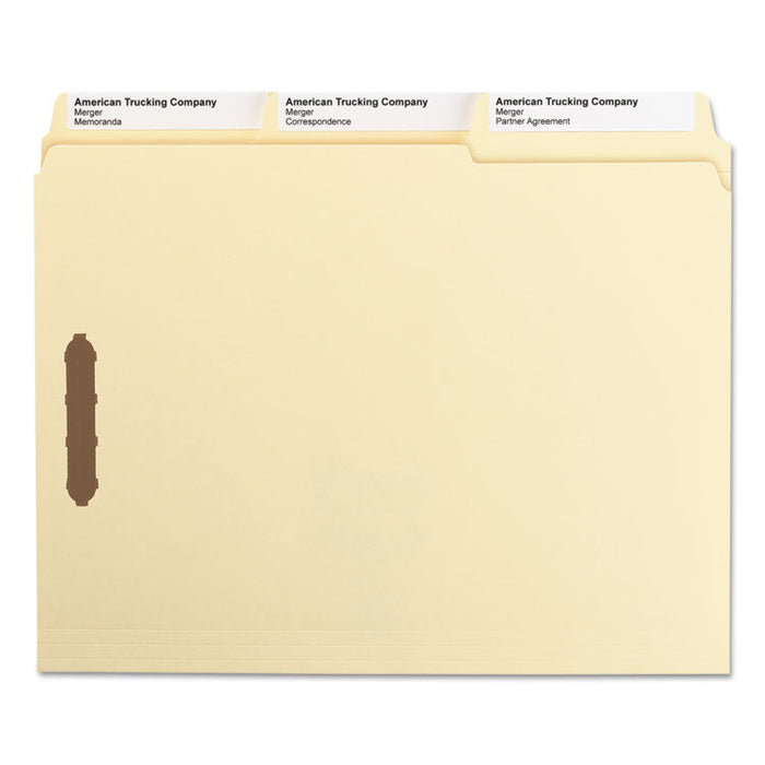SuperTab Reinforced Guide Height Fastener Folders, 2 Fasteners, Letter Size, 11-pt Manila Exterior, 50/Box