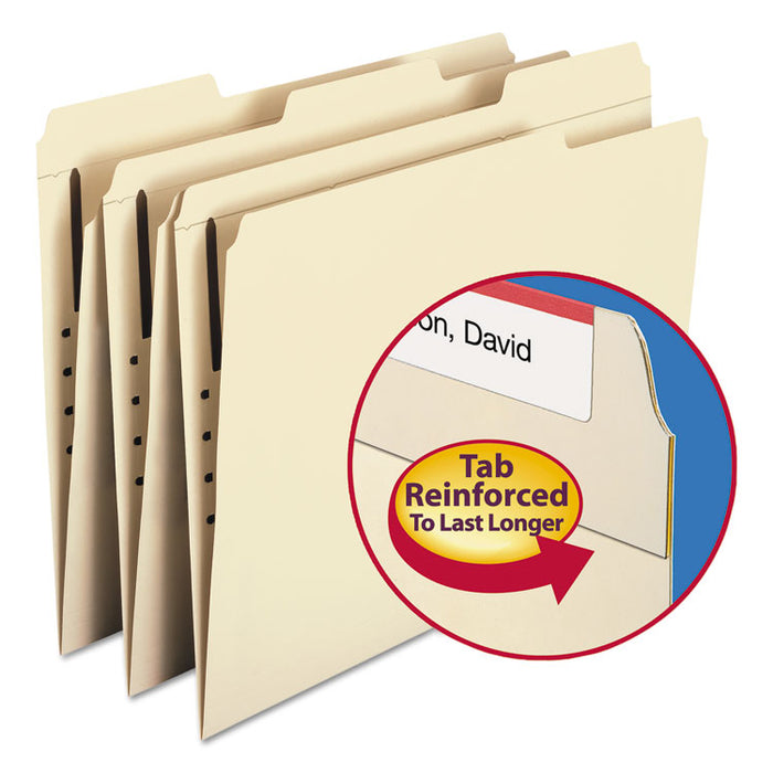 Top Tab Fastener Folders, 1/3-Cut Tabs: Assorted, 1 Fastener, Letter Size, 11-pt Manila Exterior, 50/Box