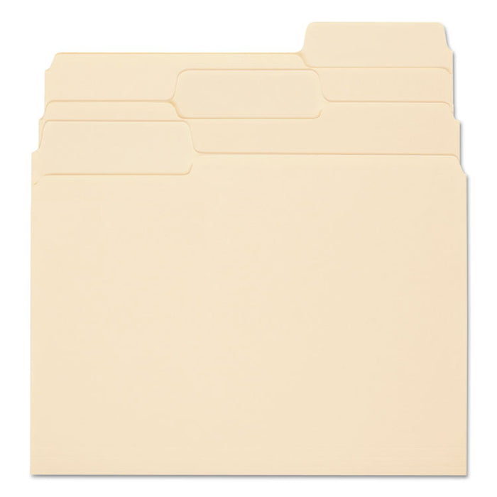 SuperTab Reinforced Guide Height Top Tab Folders, 1/3-Cut Tabs: Assorted, Letter Size, 0.75" Expansion, Manila, 100/Box