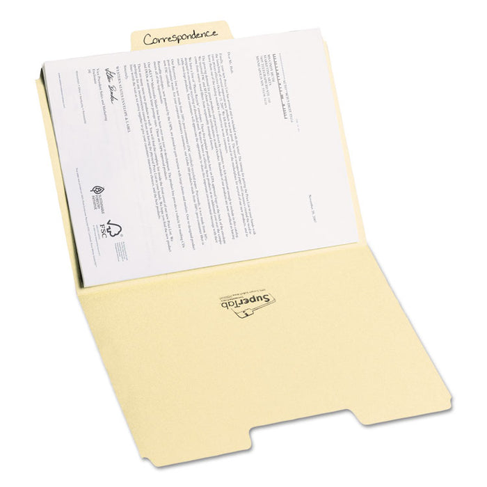 SuperTab Top Tab File Folders, 1/3-Cut Tabs: Assorted, Letter Size, 0.75" Expansion, 14-pt Manila, 50/Box