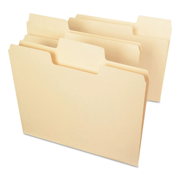 SuperTab Top Tab File Folders, 1/3-Cut Tabs: Assorted, Letter Size, 0.75" Expansion, 14-pt Manila, 50/Box