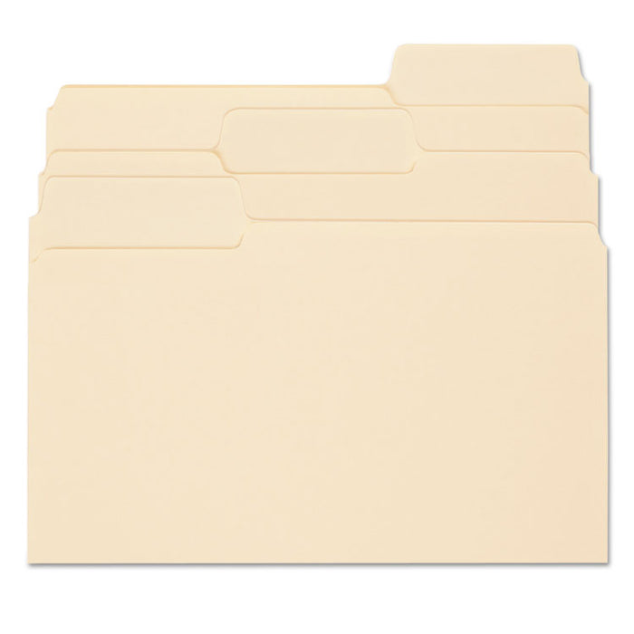 SuperTab Reinforced Guide Height Top Tab Folders, 1/3-Cut Tabs: Assorted, Letter Size, 0.75" Expansion, Manila, 100/Box