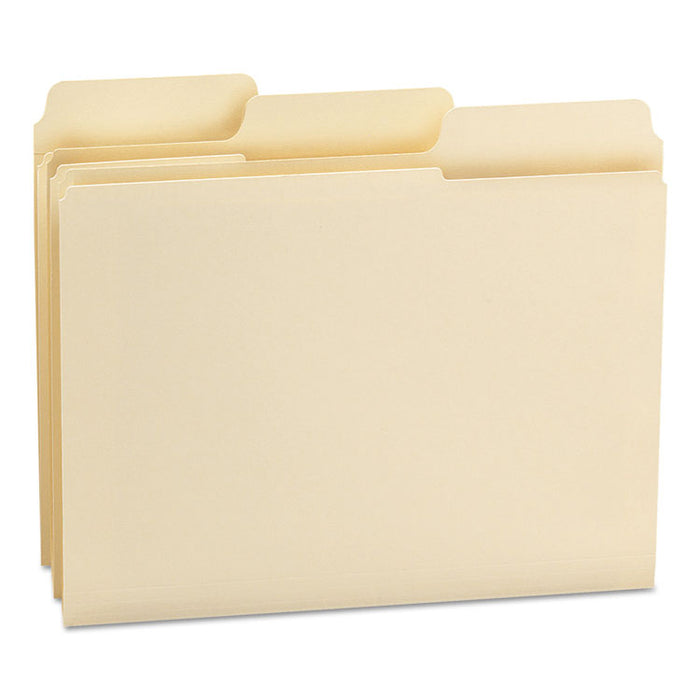 SuperTab Reinforced Guide Height Top Tab Folders, 1/3-Cut Tabs: Assorted, Letter Size, 0.75" Expansion, Manila, 100/Box