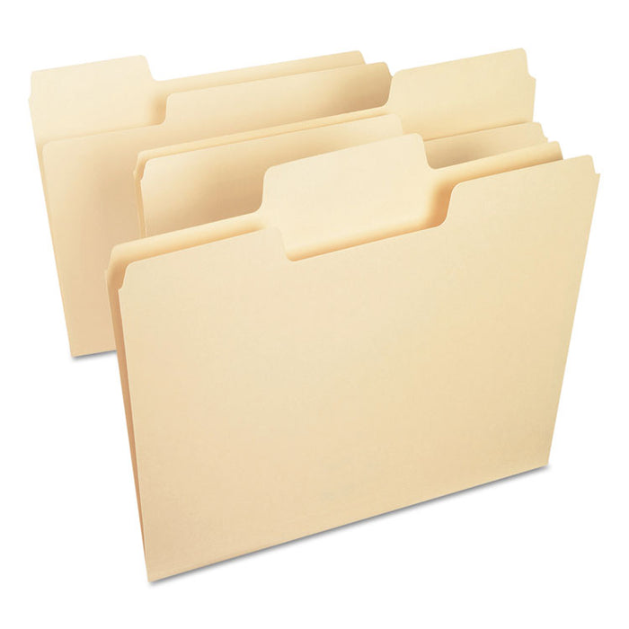 SuperTab Top Tab File Folders, 1/3-Cut Tabs: Assorted, Letter Size, 0.75" Expansion, 11-pt Manila, 100/Box