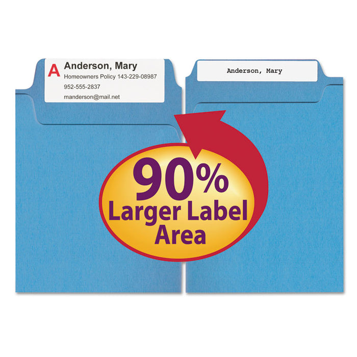 SuperTab Colored File Folders, 1/3-Cut Tabs: Assorted, Letter Size, 0.75" Expansion, 14-pt Stock, Assorted Colors, 50/Box