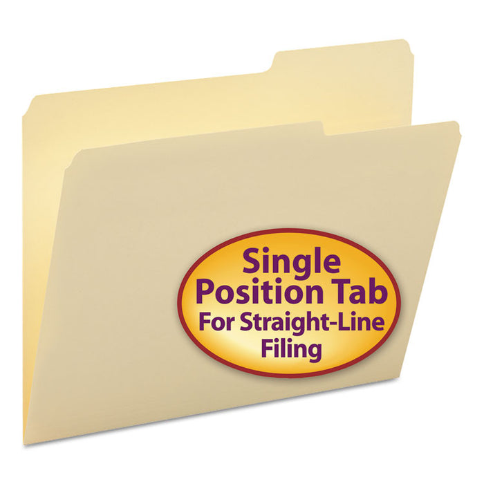 Manila Guide Height Systems File Folders, 2/5-Cut Tabs: Right of Center, Letter Size, 0.75" Expansion, Manila, 100/Box