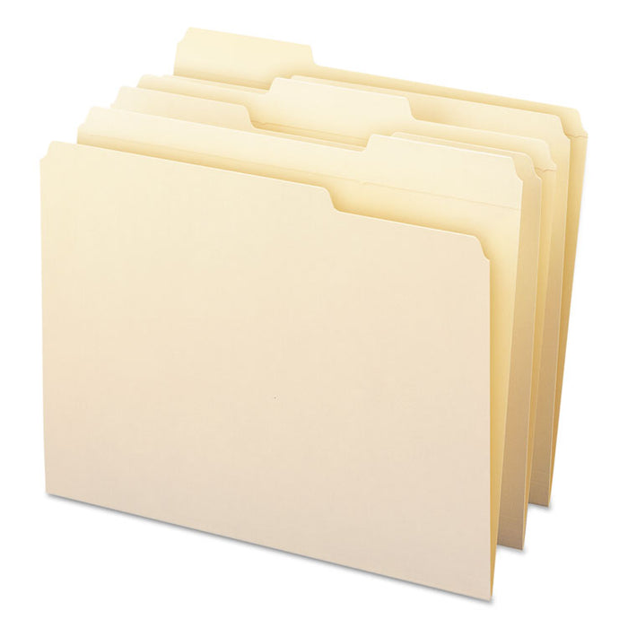 WaterShed Top Tab File Folders, 1/3-Cut Tabs, Letter Size, Manila, 100/Box