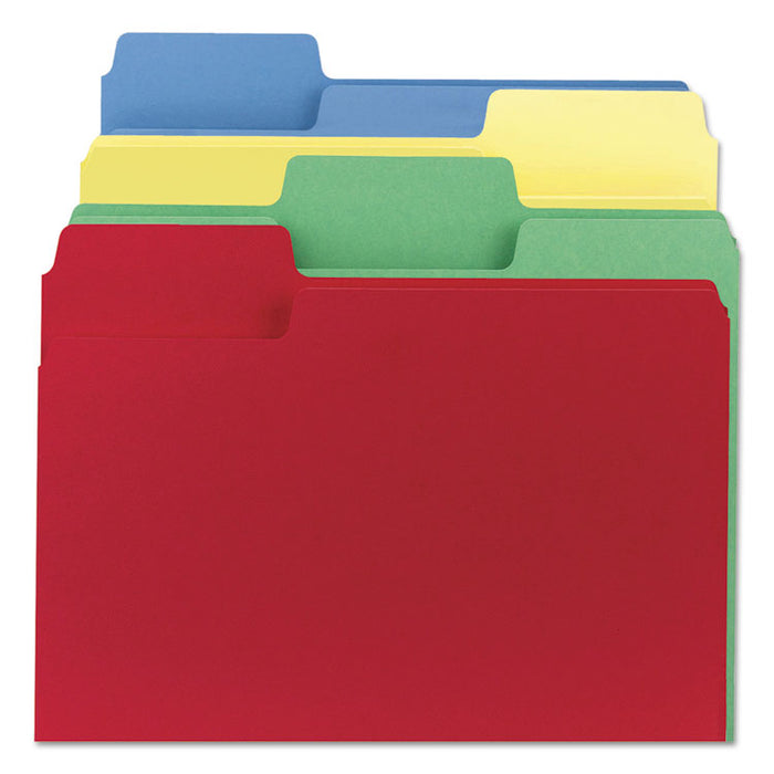 SuperTab Colored File Folders, 1/3-Cut Tabs: Assorted, Letter Size, 0.75" Expansion, 14-pt Stock, Assorted Colors, 50/Box