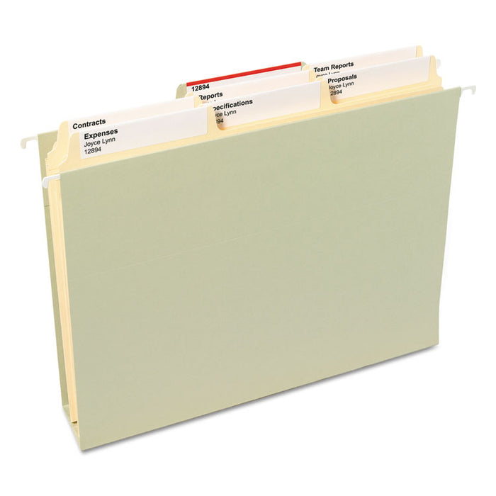 SuperTab Reinforced Guide Height Top Tab Folders, 1/3-Cut Tabs: Assorted, Letter Size, 0.75" Expansion, Manila, 100/Box