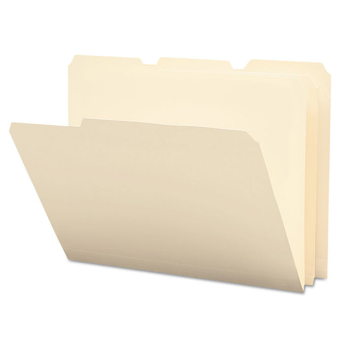Poly Manila Folders, 1/3-Cut Tabs: Assorted, Letter Size, Manila, 12/Pack