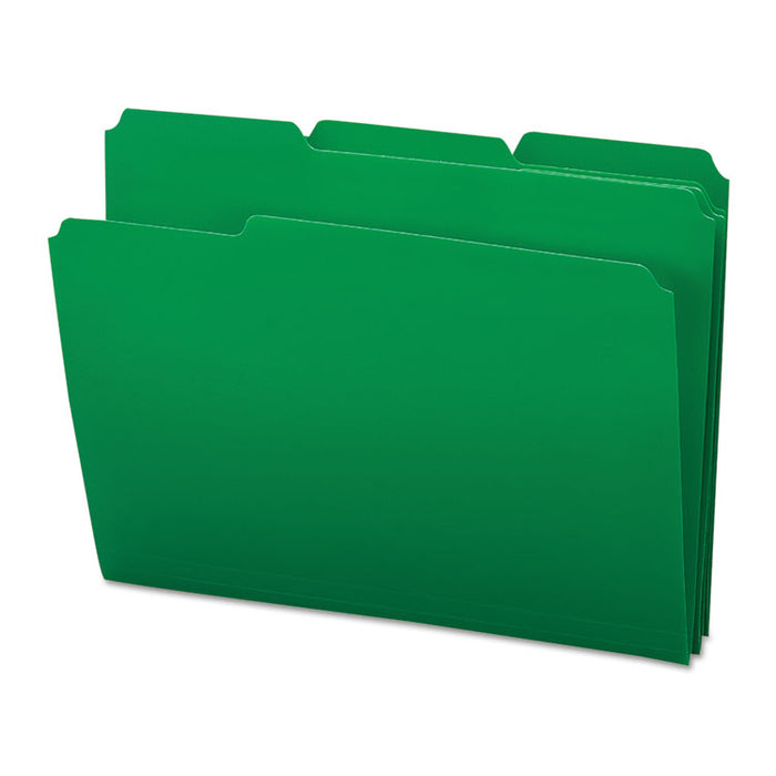 Top Tab Poly Colored File Folders, 1/3-Cut Tabs: Assorted, Letter Size, 0.75" Expansion, Green, 24/Box