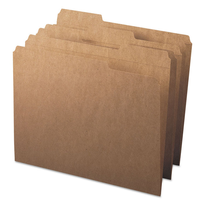 Heavyweight Kraft File Folder, 1/3-Cut Tabs: Assorted, Letter Size, 0.75" Expansion, 11-pt Kraft, Brown, 100/Box