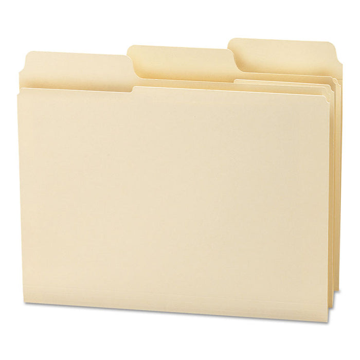 SuperTab Reinforced Guide Height Top Tab Folders, 1/3-Cut Tabs: Assorted, Letter Size, 0.75" Expansion, Manila, 100/Box