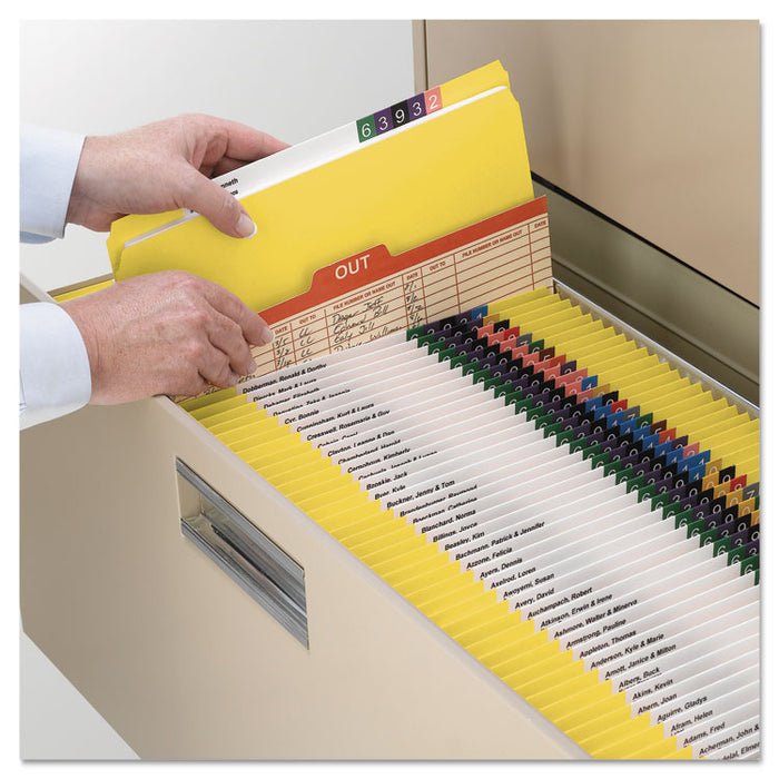 Reinforced Top Tab Colored File Folders, Straight Tab, Letter Size, Yellow, 100/Box