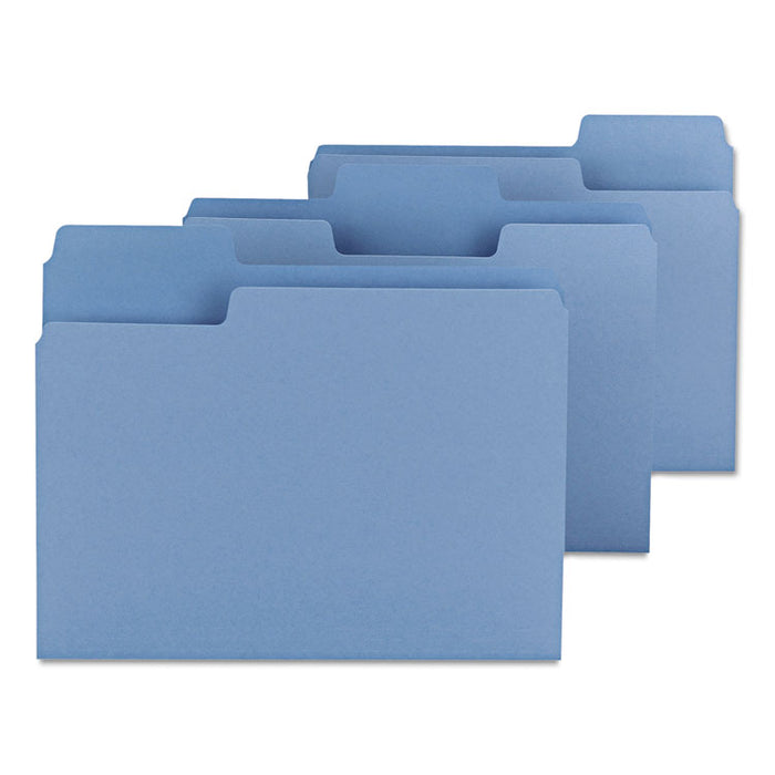 SuperTab Colored File Folders, 1/3-Cut Tabs: Assorted, Letter Size, 0.75" Expansion, 11-pt Stock, Blue, 100/Box
