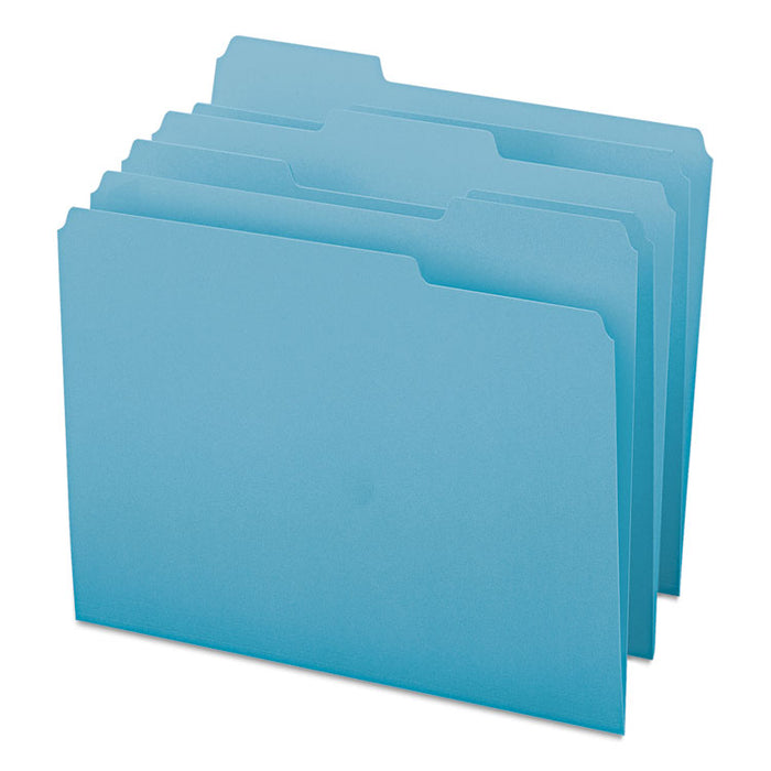Colored File Folders, 1/3-Cut Tabs, Letter Size, Teal, 100/Box