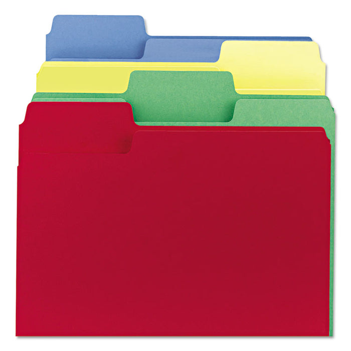 SuperTab Colored File Folders, 1/3-Cut Tabs, Letter Size, 11 pt. Stock, Assorted, 100/Box