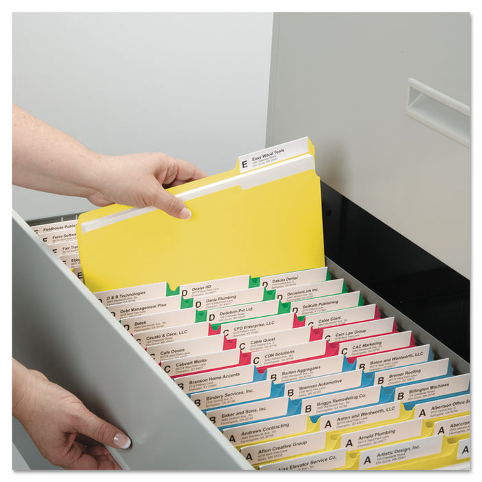 WaterShed/CutLess File Folders, 1/3-Cut Tabs: Assorted, Letter Size, 0.75" Expansion, Assorted Colors, 100/Box