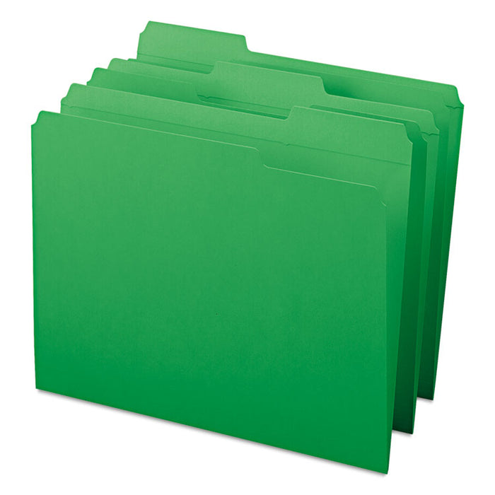 Reinforced Top Tab Colored File Folders, 1/3-Cut Tabs: Assorted, Letter Size, 0.75" Expansion, Green, 100/Box