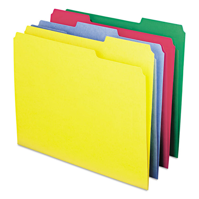WaterShed/CutLess File Folders, 1/3-Cut Tabs: Assorted, Letter Size, 0.75" Expansion, Assorted Colors, 100/Box
