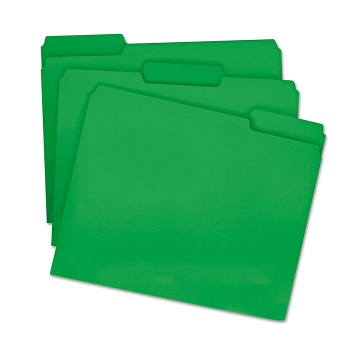 Colored File Folders, 1/3-Cut Tabs: Assorted, Letter Size, 0.75" Expansion, Green, 100/Box