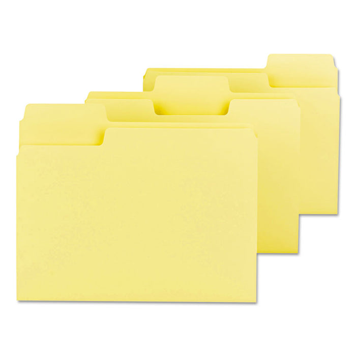 SuperTab Colored File Folders, 1/3-Cut Tabs: Assorted, Letter Size, 0.75" Expansion, 11-pt Stock, Yellow, 100/Box