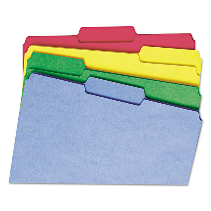 WaterShed/CutLess File Folders, 1/3-Cut Tabs: Assorted, Letter Size, 0.75" Expansion, Assorted Colors, 100/Box