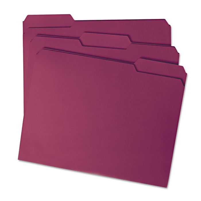 Colored File Folders, 1/3-Cut Tabs, Letter Size, Maroon, 100/Box