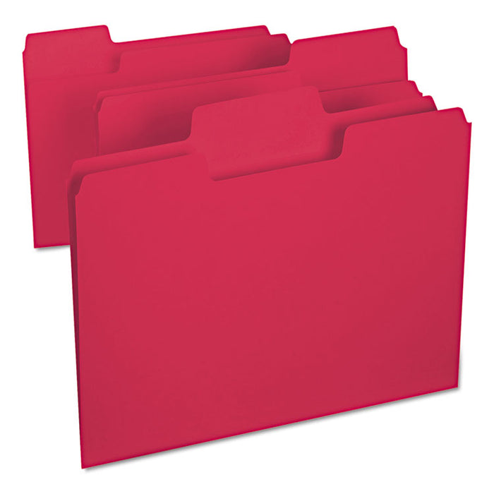 SuperTab Colored File Folders, 1/3-Cut Tabs: Assorted, Letter Size, 0.75" Expansion, 11-pt Stock, Red, 100/Box