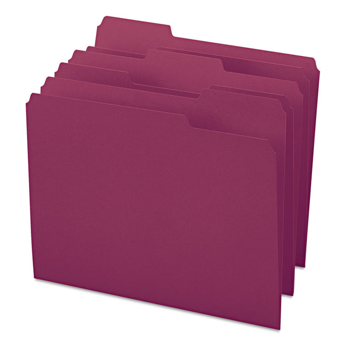 Colored File Folders, 1/3-Cut Tabs, Letter Size, Maroon, 100/Box