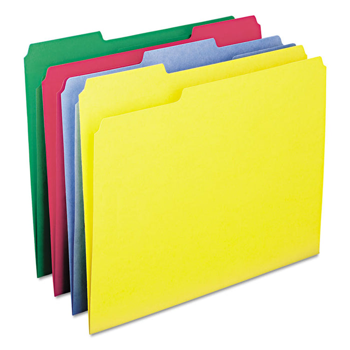 WaterShed/CutLess File Folders, 1/3-Cut Tabs: Assorted, Letter Size, 0.75" Expansion, Assorted Colors, 100/Box