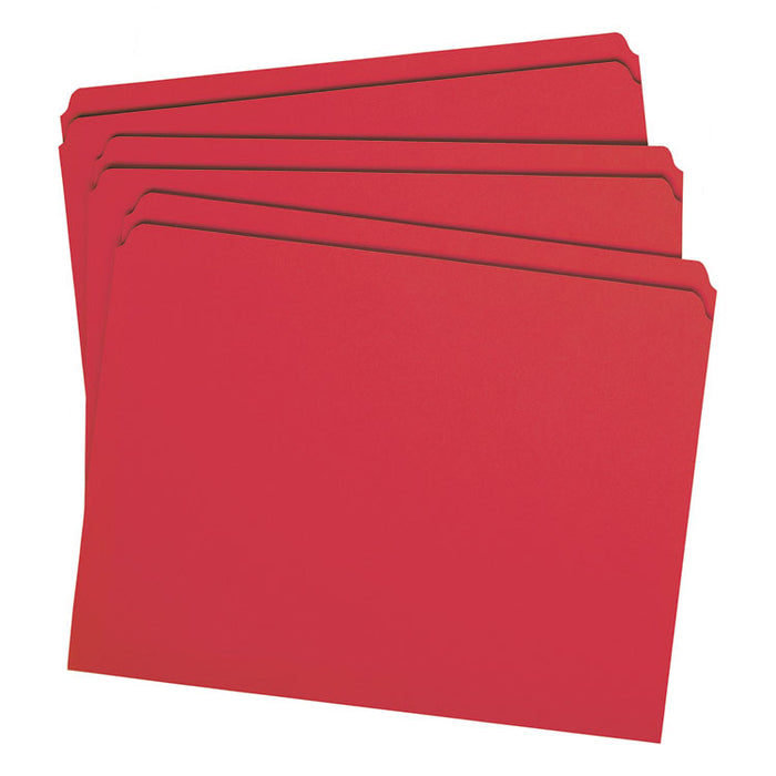 Reinforced Top Tab Colored File Folders, Straight Tabs, Letter Size, 0.75" Expansion, Red, 100/Box