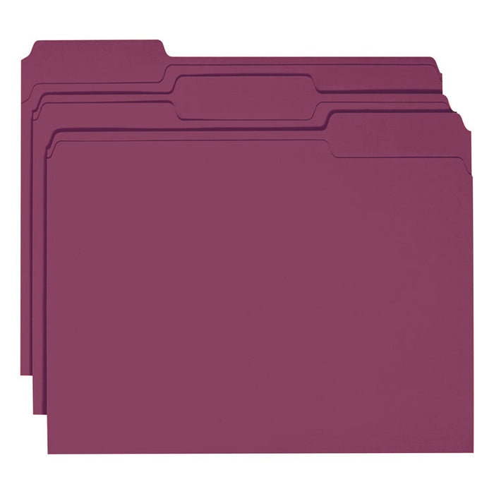 Colored File Folders, 1/3-Cut Tabs, Letter Size, Maroon, 100/Box