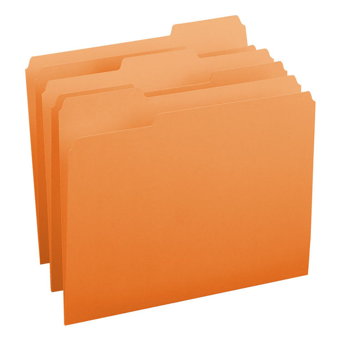 Colored File Folders, 1/3-Cut Tabs, Letter Size, Orange, 100/Box