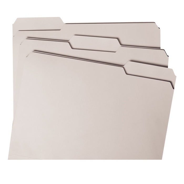 Colored File Folders, 1/3-Cut Tabs: Assorted, Letter Size, 0.75" Expansion, Gray, 100/Box