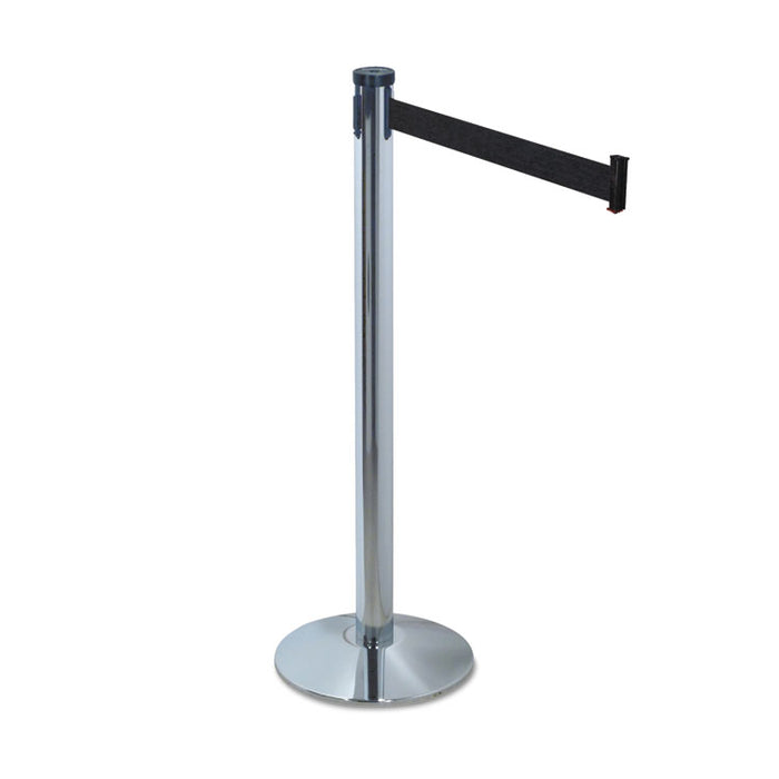 Adjusta-Tape Crowd Control Stanchion Base Only, Polished Aluminum, 14" Diameter, Silver, 2/Box